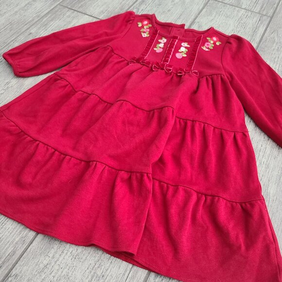 Gymboree Baby Girl Long Sleeve Red Tiered Dress Size 18–24 months - Picture 5 of 8
